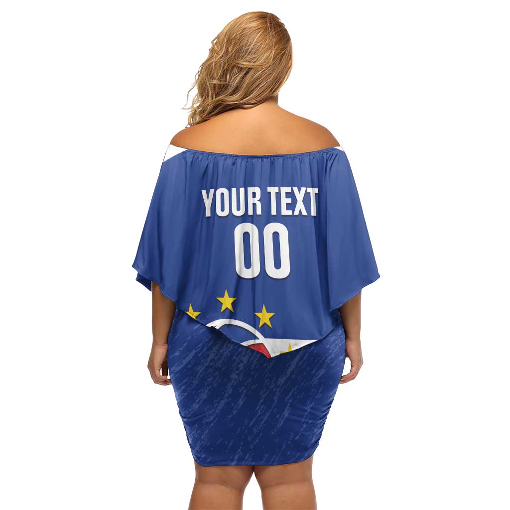 Cape Verde Basketball Custom Off Shoulder Short Dress Come On Blue Sharks - Wonder Print Shop