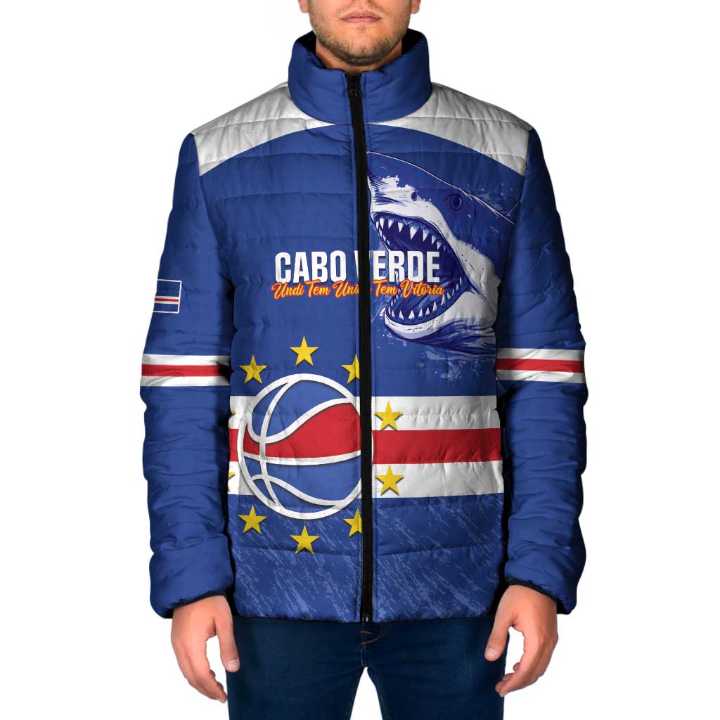 Cape Verde Basketball Custom Padded Jacket Come On Blue Sharks - Wonder Print Shop