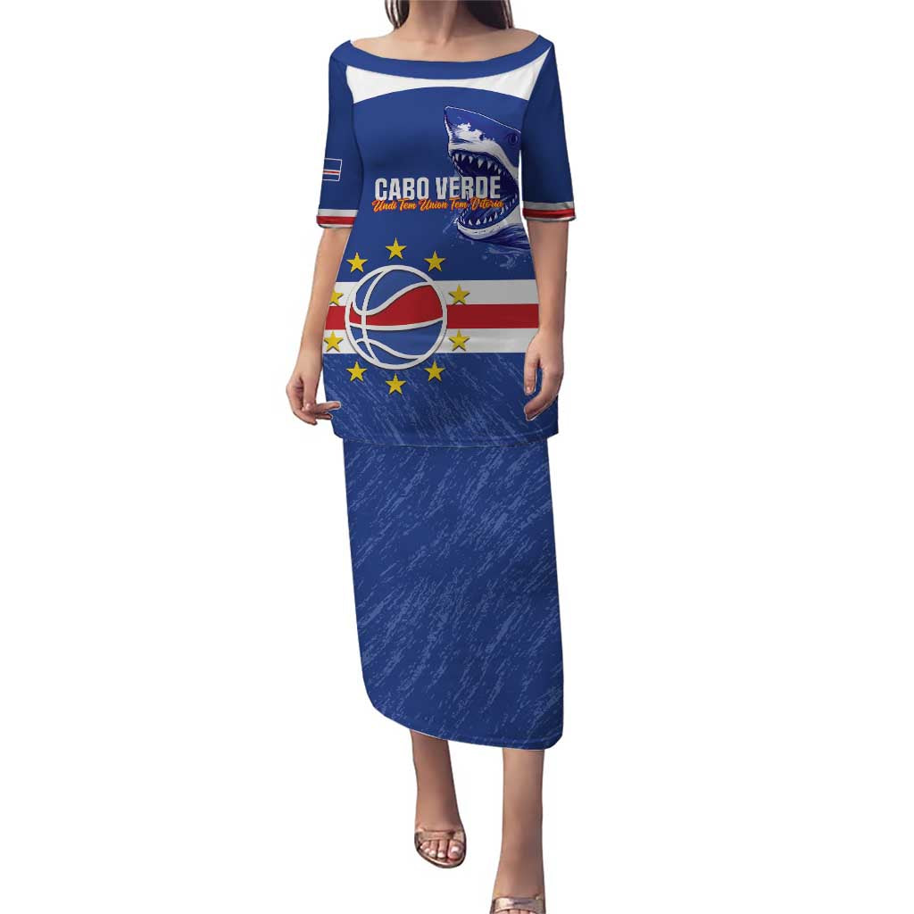 Cape Verde Basketball Custom Puletasi Come On Blue Sharks - Wonder Print Shop
