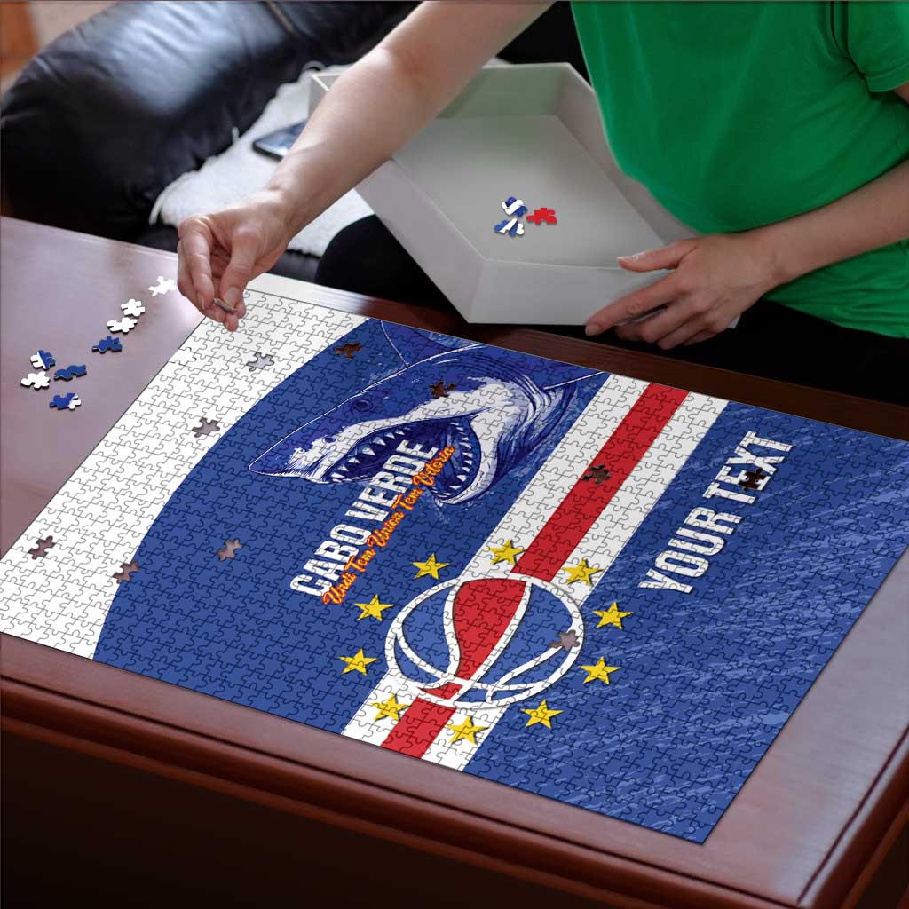 Cape Verde Basketball Custom Puzzle Come On Blue Sharks - Wonder Print Shop