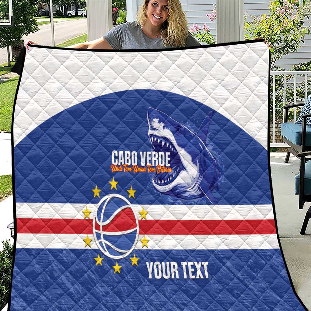 Cape Verde Basketball Custom Quilt Come On Blue Sharks - Wonder Print Shop