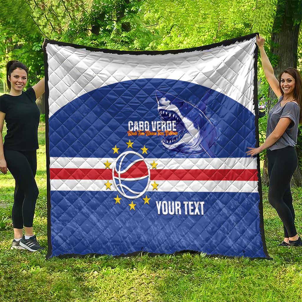 Cape Verde Basketball Custom Quilt Come On Blue Sharks - Wonder Print Shop