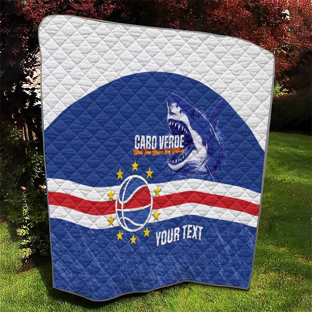 Cape Verde Basketball Custom Quilt Come On Blue Sharks - Wonder Print Shop