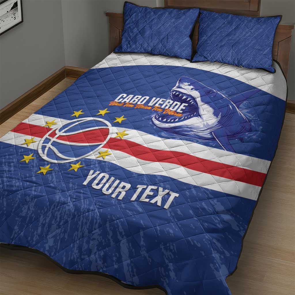 Cape Verde Basketball Custom Quilt Bed Set Come On Blue Sharks - Wonder Print Shop