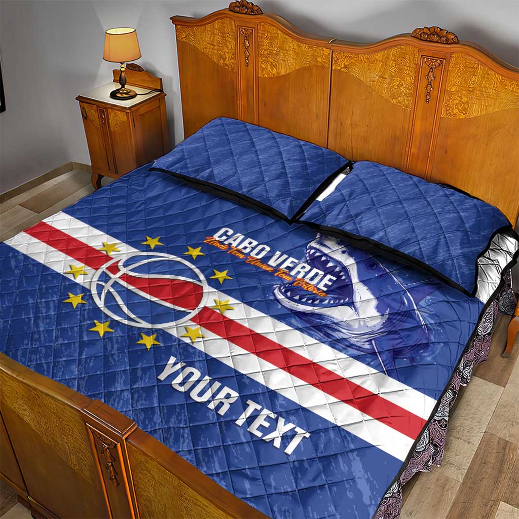 Cape Verde Basketball Custom Quilt Bed Set Come On Blue Sharks - Wonder Print Shop