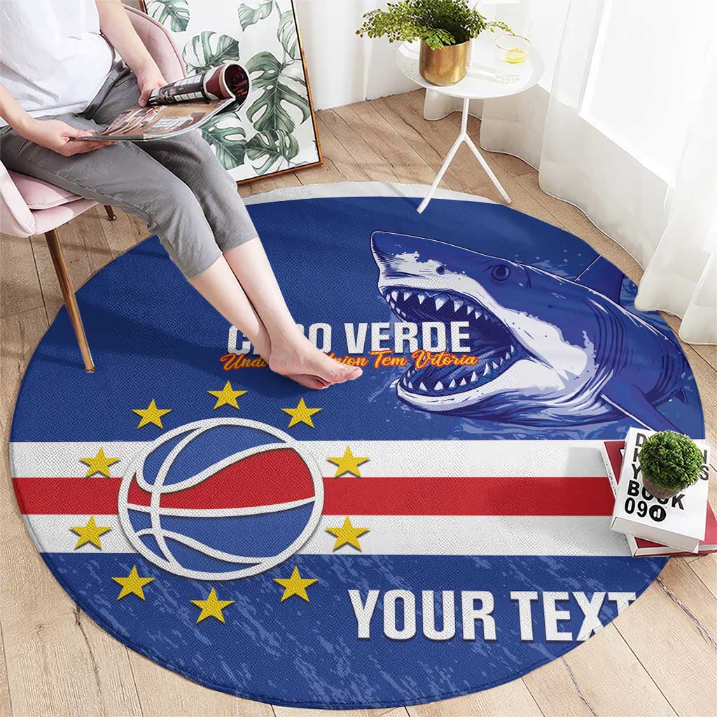 Cape Verde Basketball Custom Round Carpet Come On Blue Sharks - Wonder Print Shop