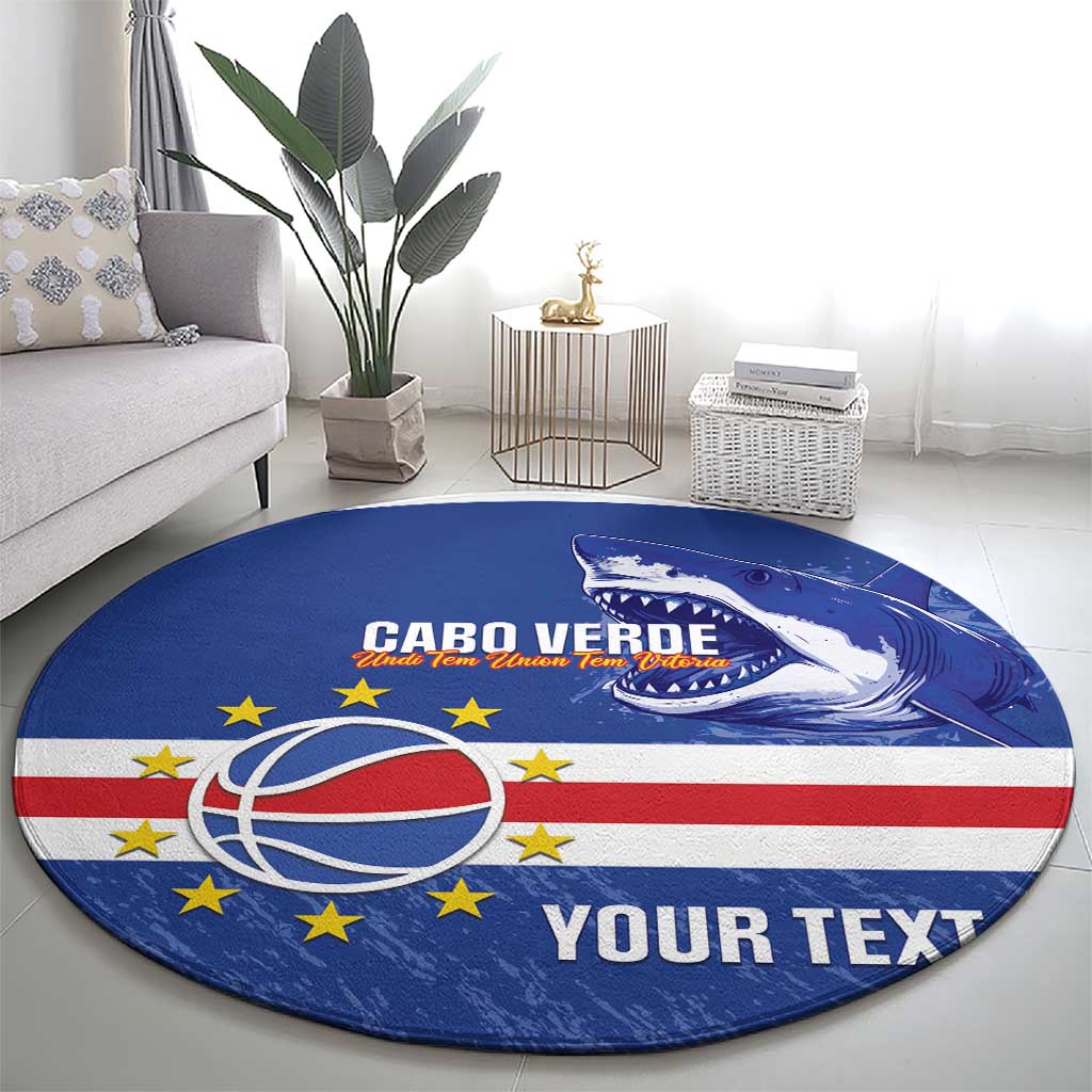 Cape Verde Basketball Custom Round Carpet Come On Blue Sharks - Wonder Print Shop