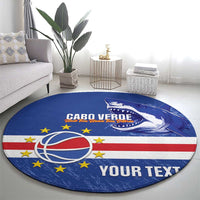 Cape Verde Basketball Custom Round Carpet Come On Blue Sharks - Wonder Print Shop