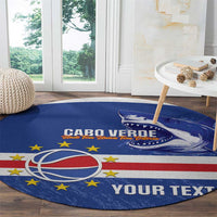Cape Verde Basketball Custom Round Carpet Come On Blue Sharks - Wonder Print Shop