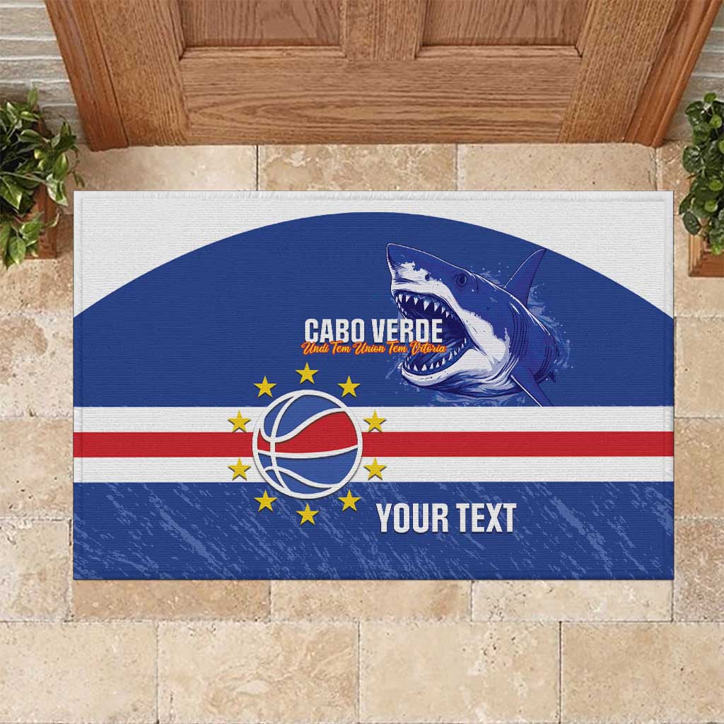 Cape Verde Basketball Custom Rubber Doormat Come On Blue Sharks - Wonder Print Shop
