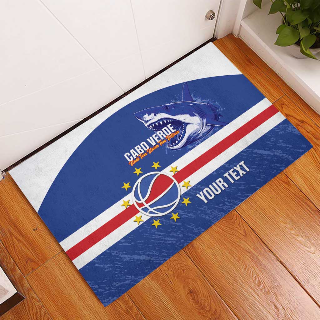 Cape Verde Basketball Custom Rubber Doormat Come On Blue Sharks - Wonder Print Shop