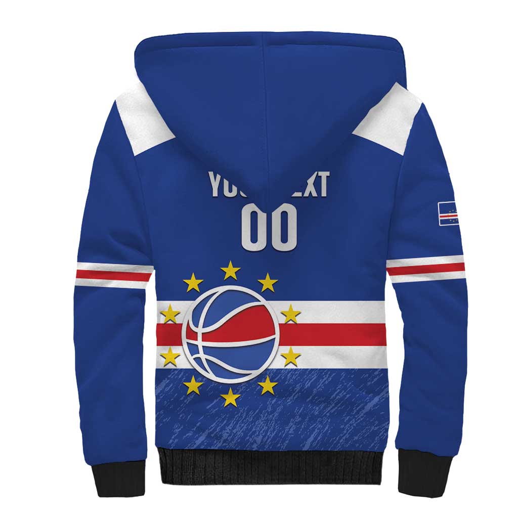 Cape Verde Basketball Custom Sherpa Hoodie Come On Blue Sharks - Wonder Print Shop