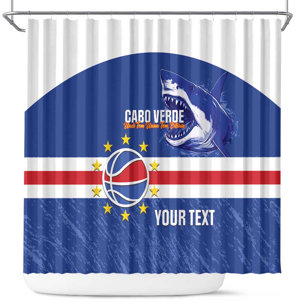 Cape Verde Basketball Custom Shower Curtain Come On Blue Sharks - Wonder Print Shop