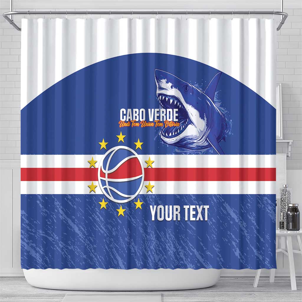 Cape Verde Basketball Custom Shower Curtain Come On Blue Sharks - Wonder Print Shop