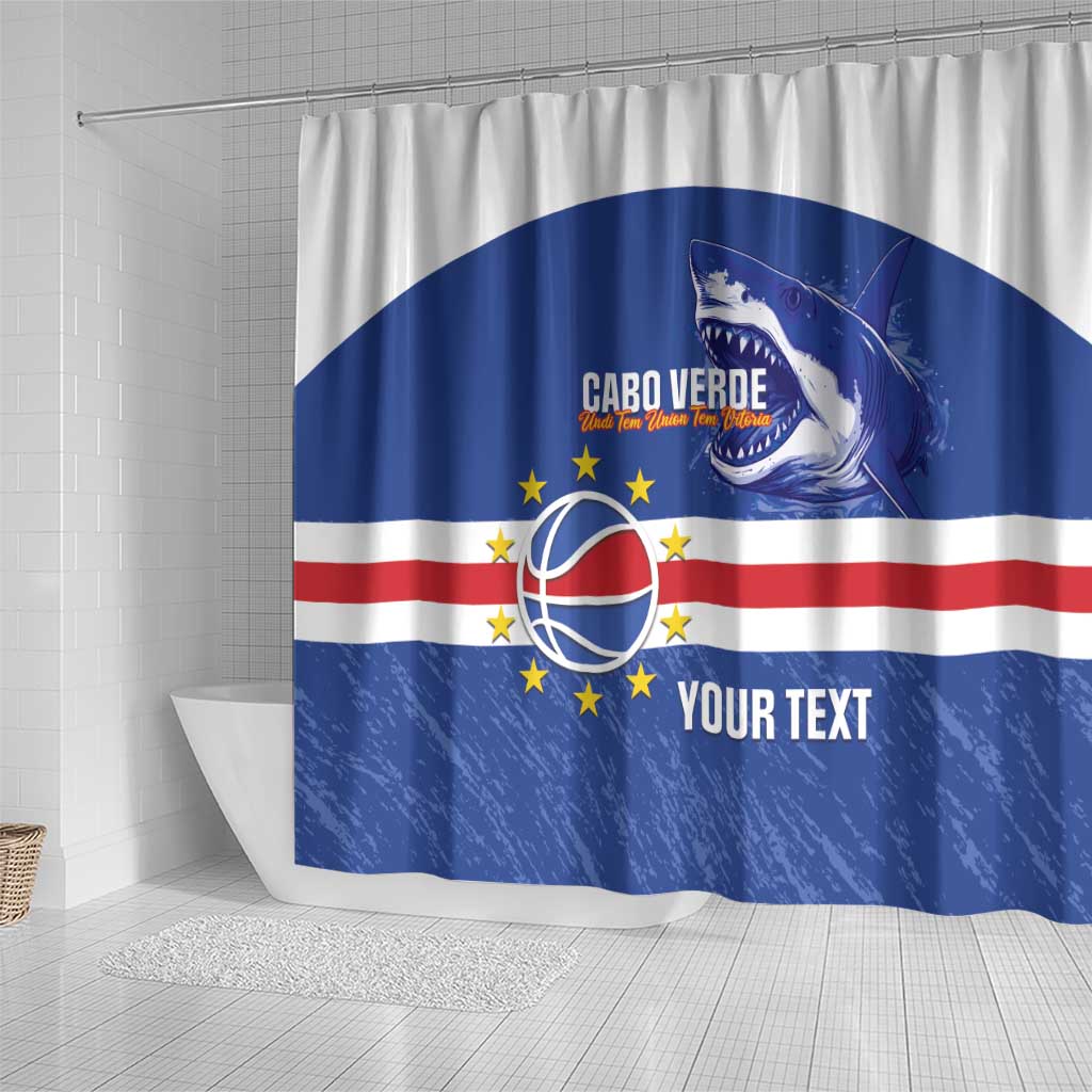 Cape Verde Basketball Custom Shower Curtain Come On Blue Sharks - Wonder Print Shop