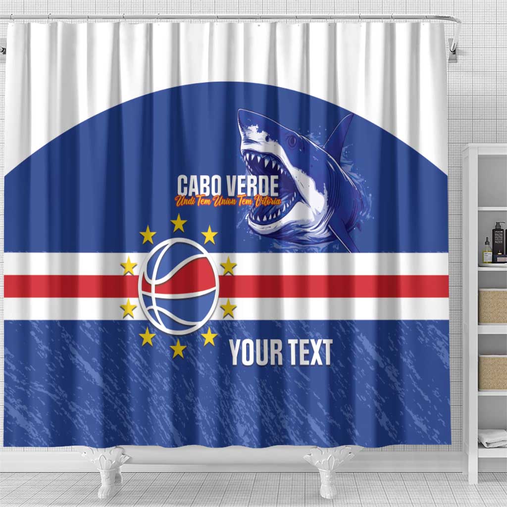 Cape Verde Basketball Custom Shower Curtain Come On Blue Sharks - Wonder Print Shop