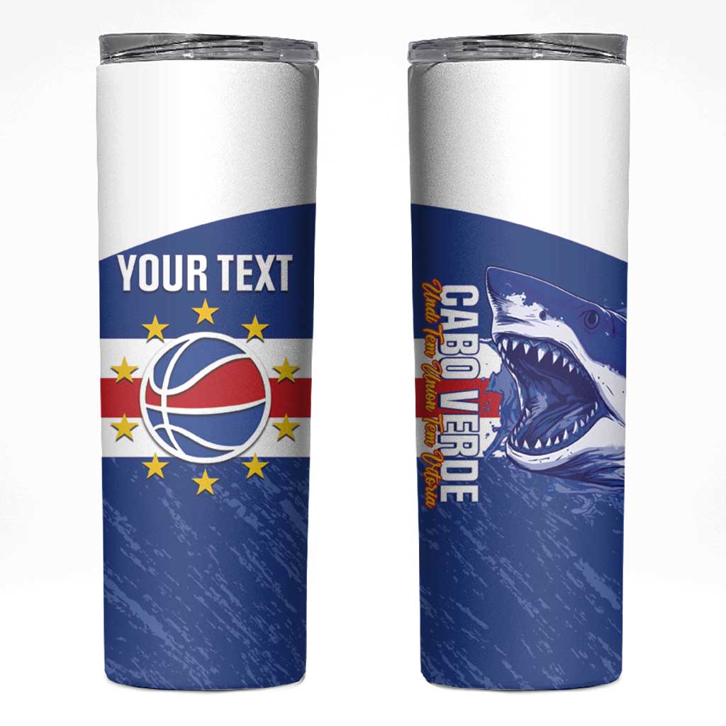 Cape Verde Basketball Custom Skinny Tumbler Come On Blue Sharks - Wonder Print Shop