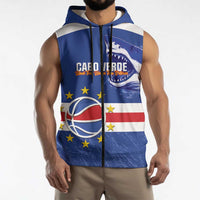 Cape Verde Basketball Custom Sleeveless Zip Hoodie Come On Blue Sharks - Wonder Print Shop
