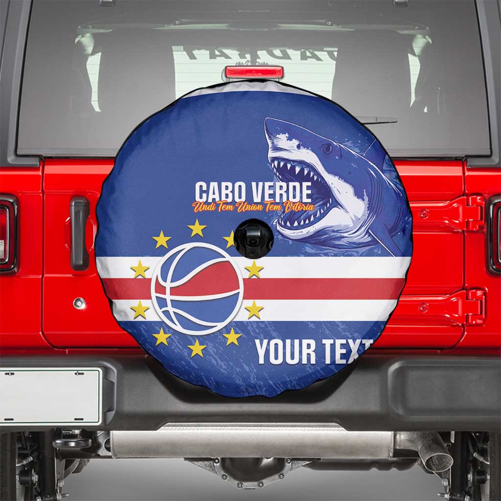 Cape Verde Basketball Custom Spare Tire Cover Come On Blue Sharks - Wonder Print Shop