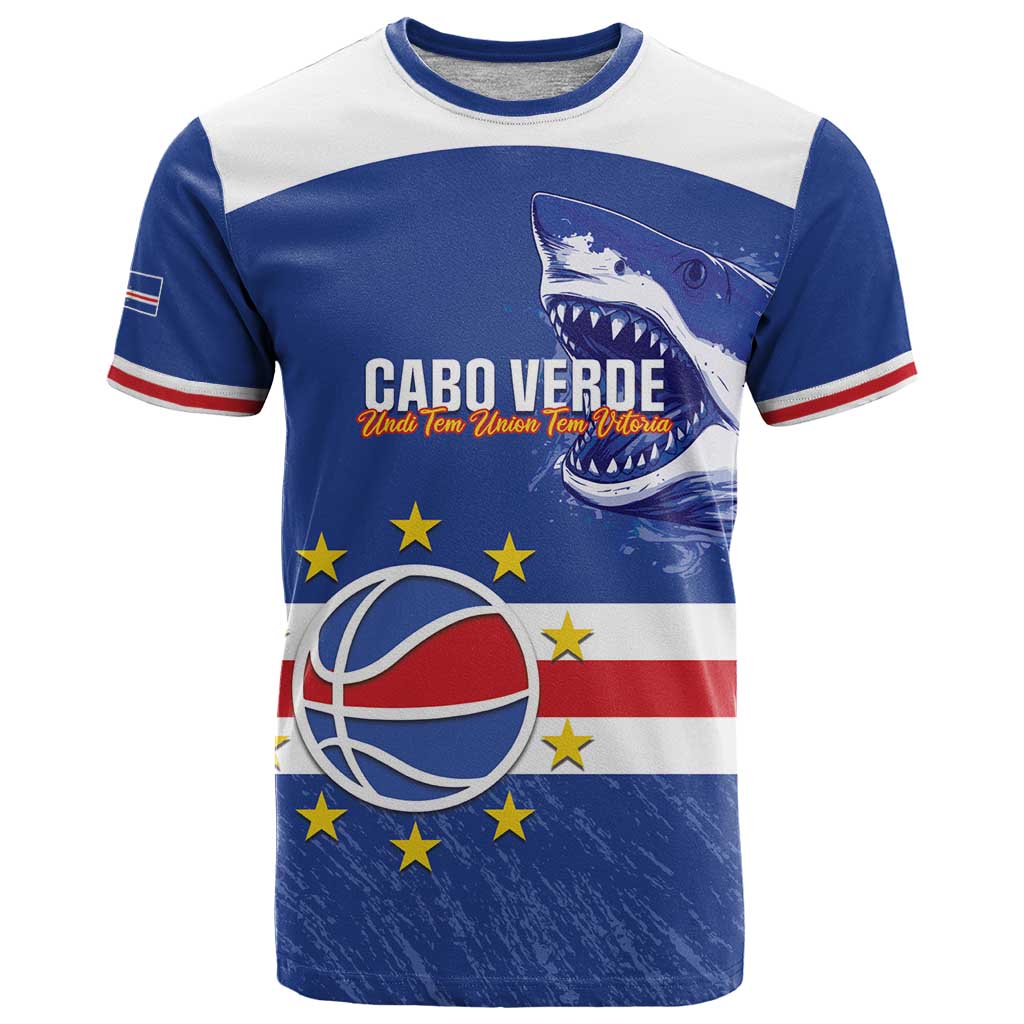 Cape Verde Basketball Custom T Shirt Come On Blue Sharks - Wonder Print Shop