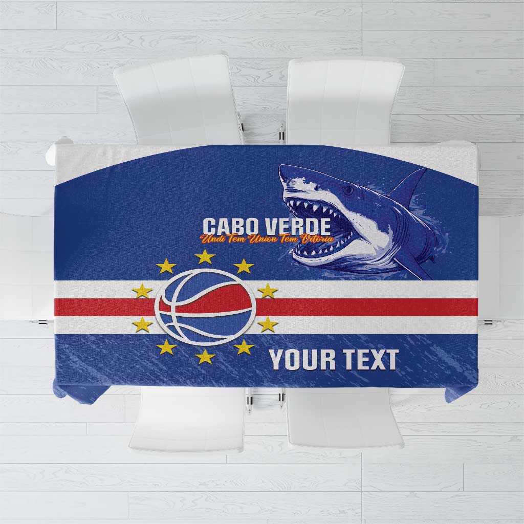 Cape Verde Basketball Custom Tablecloth Come On Blue Sharks - Wonder Print Shop