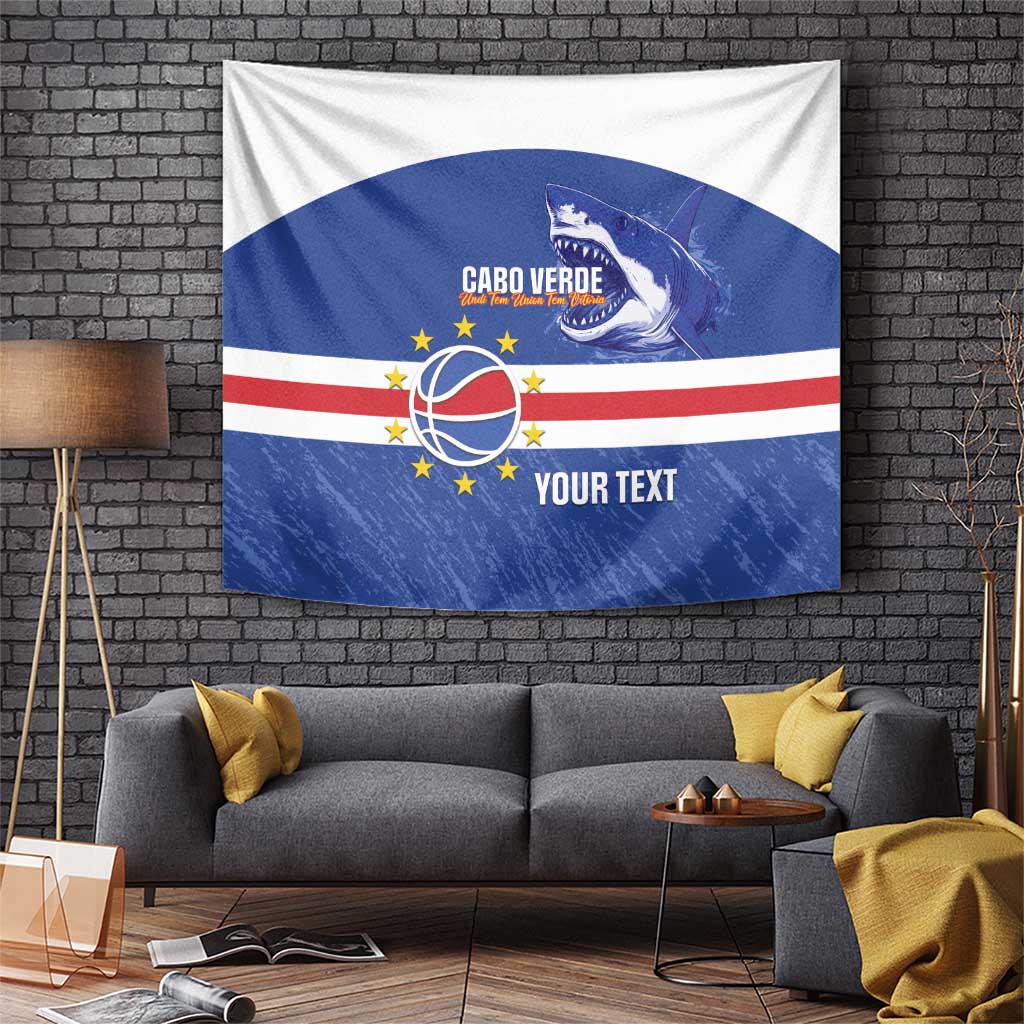Cape Verde Basketball Custom Tapestry Come On Blue Sharks - Wonder Print Shop