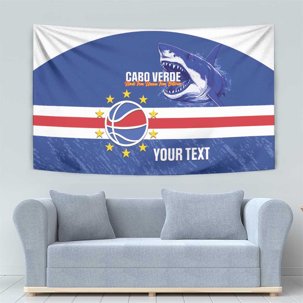 Cape Verde Basketball Custom Tapestry Come On Blue Sharks - Wonder Print Shop