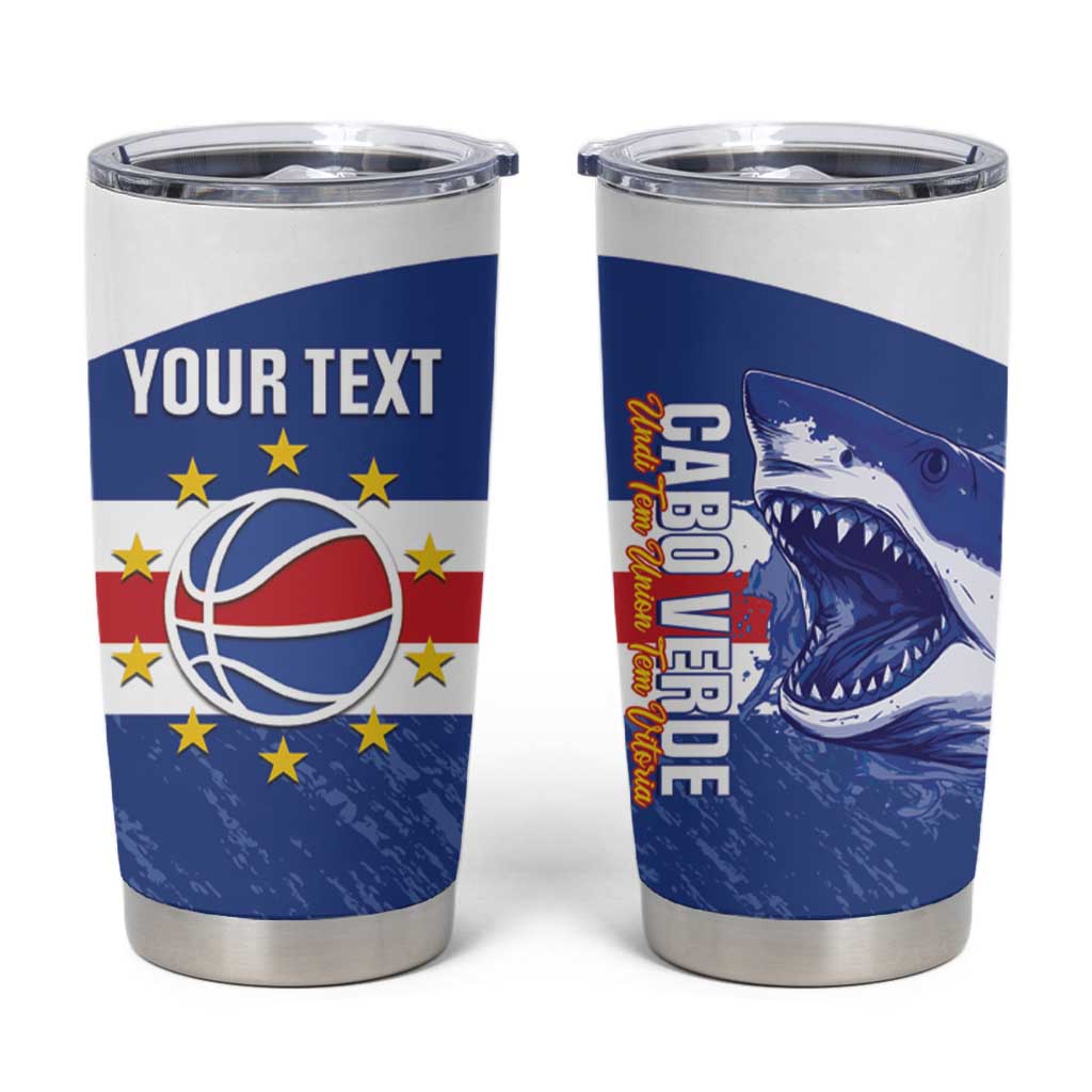 Cape Verde Basketball Custom Tumbler Cup Come On Blue Sharks - Wonder Print Shop