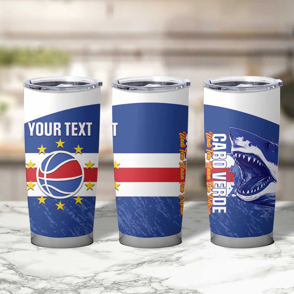 Cape Verde Basketball Custom Tumbler Cup Come On Blue Sharks - Wonder Print Shop