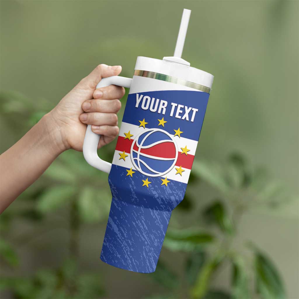 Cape Verde Basketball Custom Tumbler With Handle Come On Blue Sharks - Wonder Print Shop