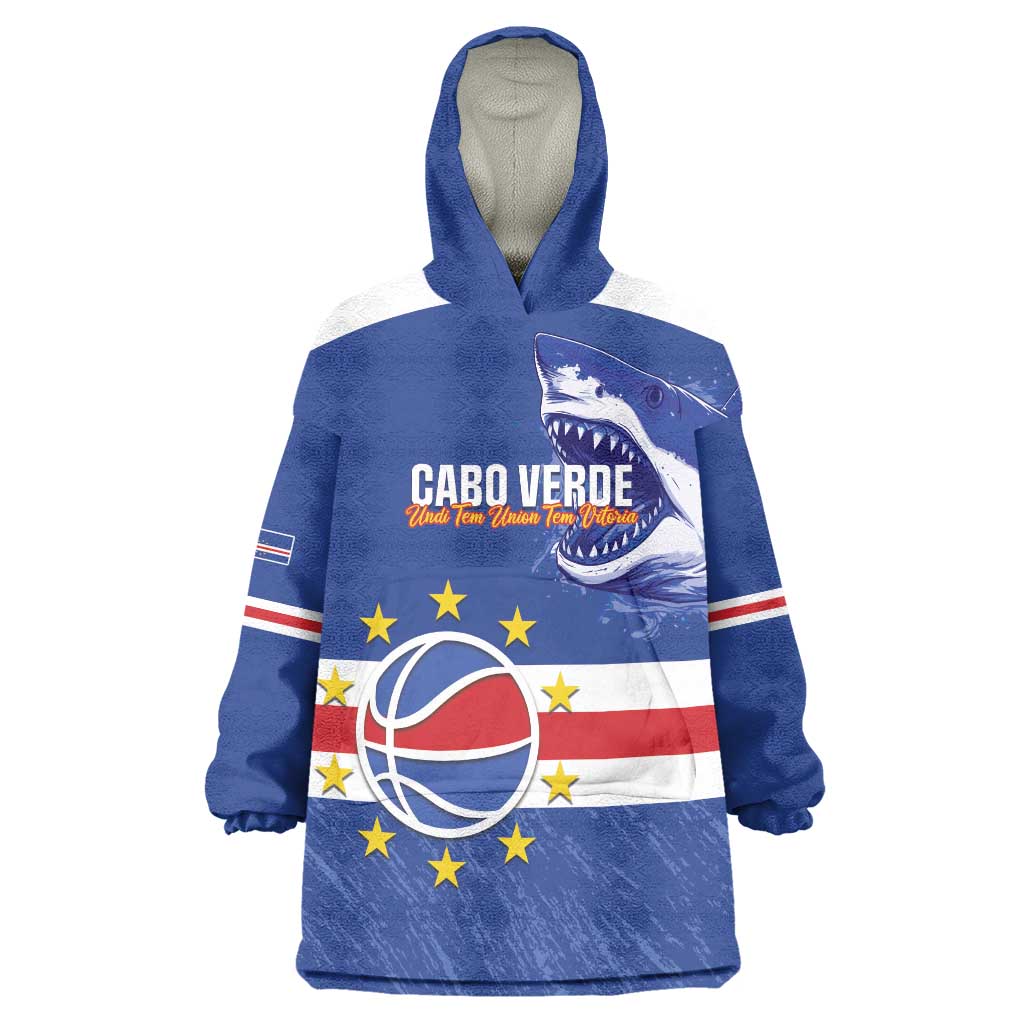 Cape Verde Basketball Custom Wearable Blanket Hoodie Come On Blue Sharks - Wonder Print Shop