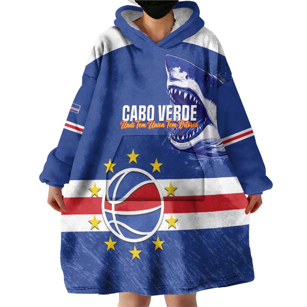 Cape Verde Basketball Custom Wearable Blanket Hoodie Come On Blue Sharks - Wonder Print Shop