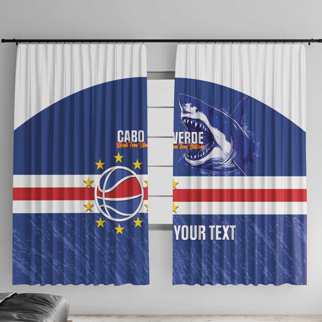 Cape Verde Basketball Custom Window Curtain Come On Blue Sharks - Wonder Print Shop