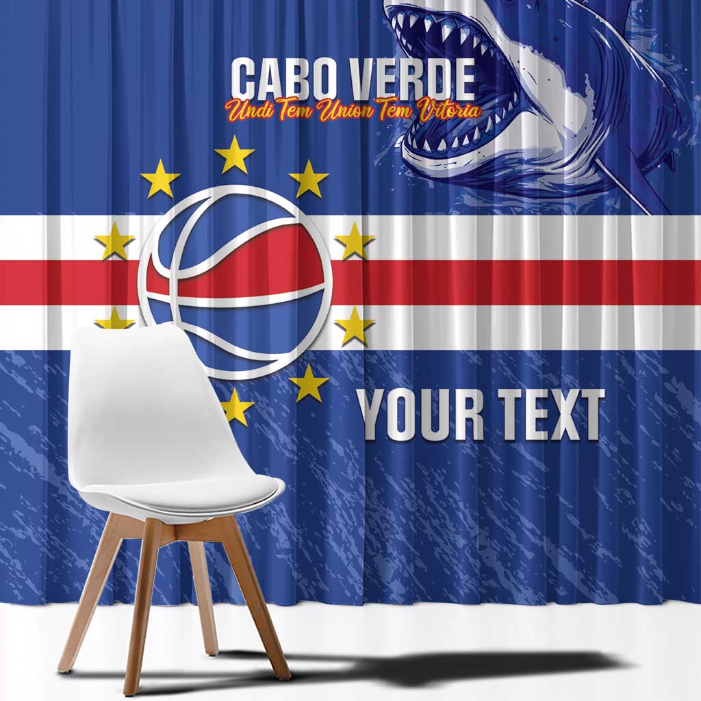 Cape Verde Basketball Custom Window Curtain Come On Blue Sharks - Wonder Print Shop
