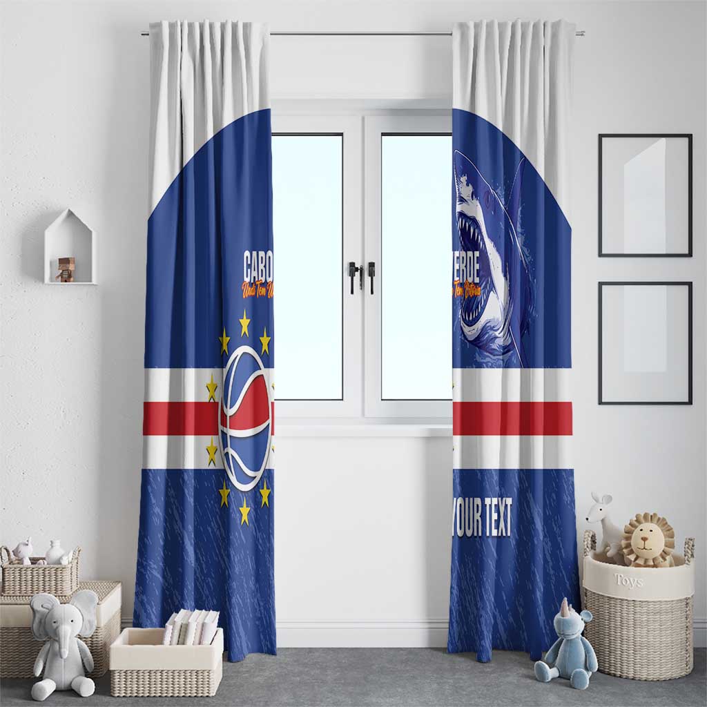 Cape Verde Basketball Custom Window Curtain Come On Blue Sharks - Wonder Print Shop