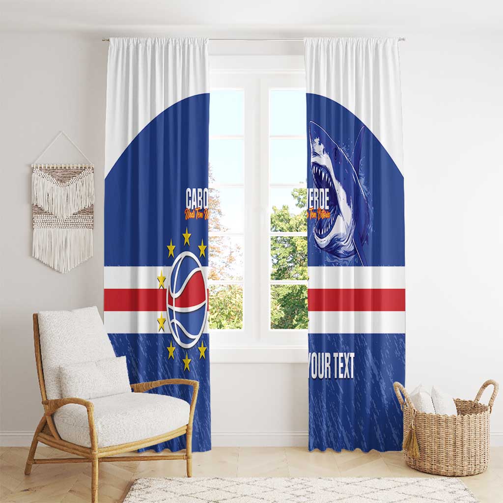 Cape Verde Basketball Custom Window Curtain Come On Blue Sharks - Wonder Print Shop