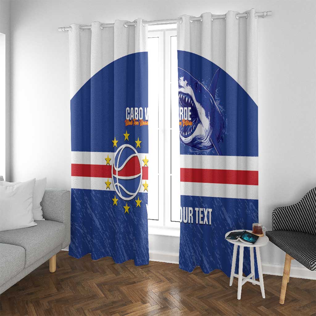 Cape Verde Basketball Custom Window Curtain Come On Blue Sharks - Wonder Print Shop