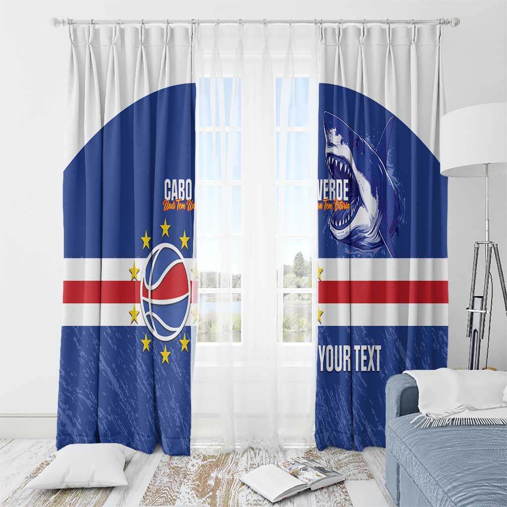Cape Verde Basketball Custom Window Curtain Come On Blue Sharks - Wonder Print Shop