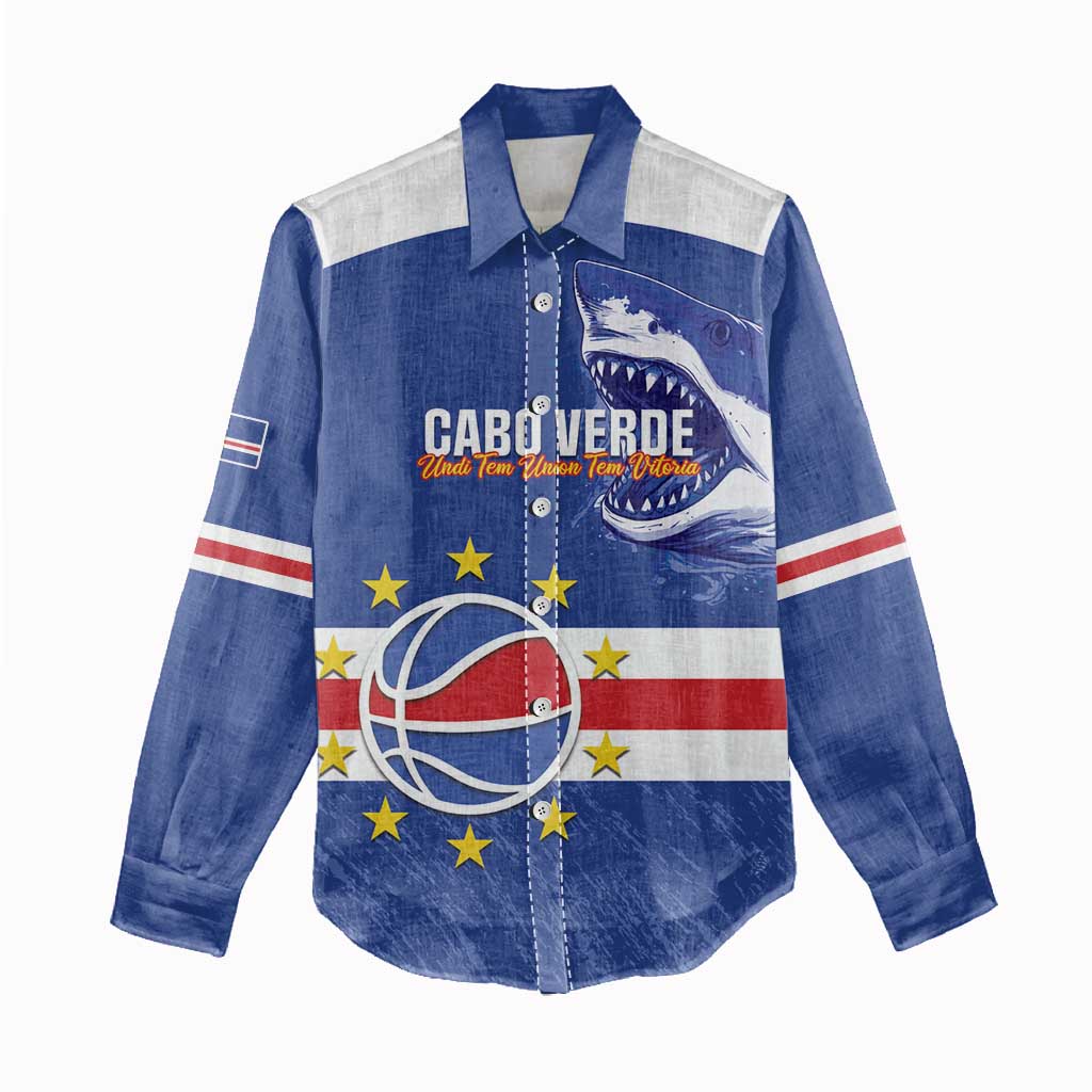 Cape Verde Basketball Custom Women Casual Shirt Come On Blue Sharks - Wonder Print Shop