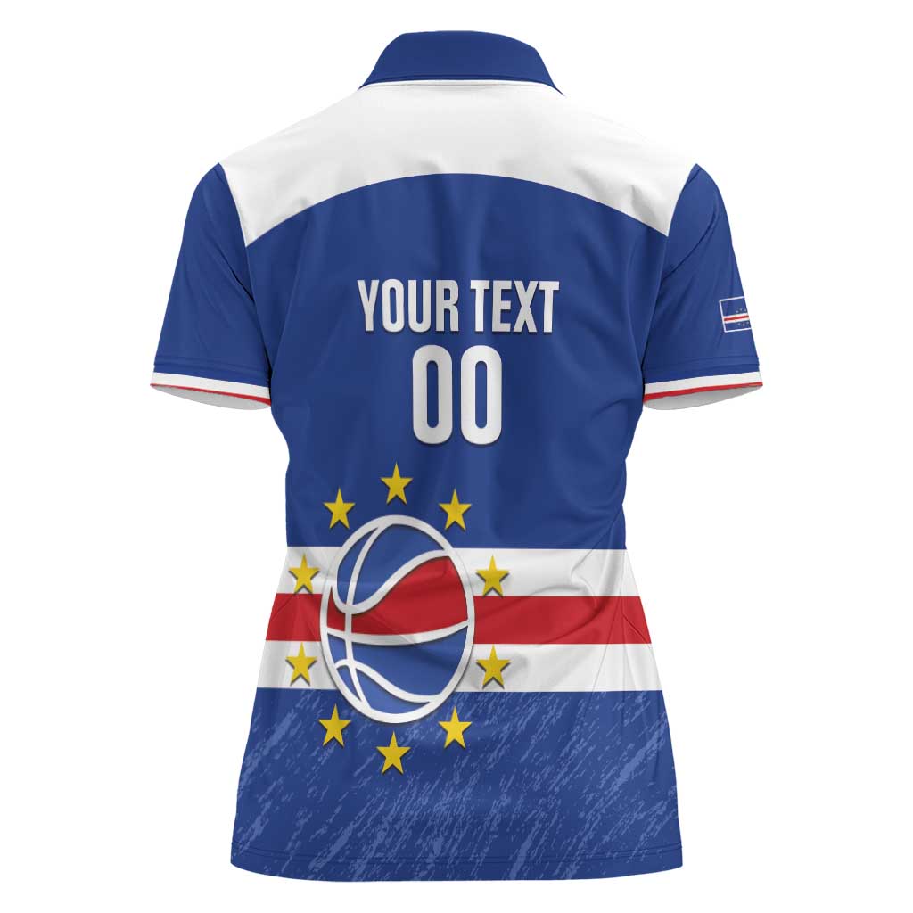 Cape Verde Basketball Custom Women Polo Shirt Come On Blue Sharks - Wonder Print Shop