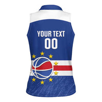 Cape Verde Basketball Custom Women Sleeveless Polo Shirt Come On Blue Sharks - Wonder Print Shop