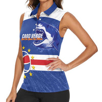 Cape Verde Basketball Custom Women Sleeveless Polo Shirt Come On Blue Sharks - Wonder Print Shop