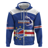 Cape Verde Basketball Custom Zip Hoodie Come On Blue Sharks - Wonder Print Shop