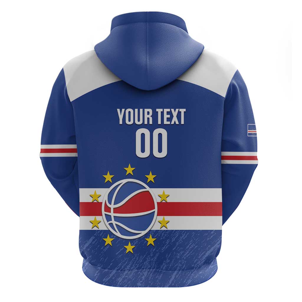 Cape Verde Basketball Custom Zip Hoodie Come On Blue Sharks - Wonder Print Shop