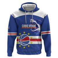 Cape Verde Basketball Custom Zip Hoodie Come On Blue Sharks - Wonder Print Shop