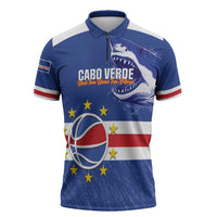 Cape Verde Basketball Custom Zipper Polo Shirt Come On Blue Sharks - Wonder Print Shop