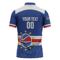 Cape Verde Basketball Custom Zipper Polo Shirt Come On Blue Sharks - Wonder Print Shop