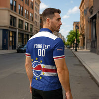 Cape Verde Basketball Custom Zipper Polo Shirt Come On Blue Sharks - Wonder Print Shop
