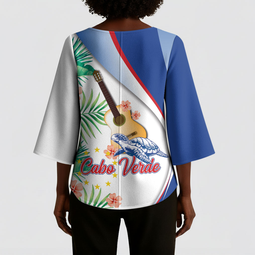 Cavaquinho Cabo Verde Kimono Sleeve Blouse Cape Verdean Instrument Tropical Sea Turtle