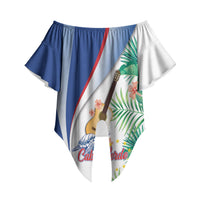 Cavaquinho Cabo Verde Off Shoulder Wrap Waist Top Cape Verdean Instrument Tropical Sea Turtle